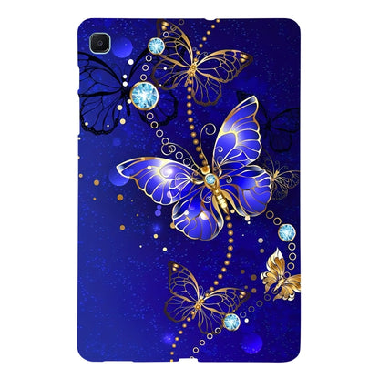For Samsung Galaxy Tab S6 Lite 2024 / 2022 Color Painting Pattern Smart Tablet TPU Case(Blue Butterfly) by bashfashion