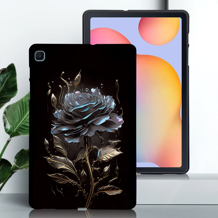 For Samsung Galaxy Tab S6 Lite 2024 / 2022 Color Painting Pattern Smart Tablet TPU Case(Black Rose) by bashfashion
