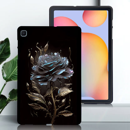 For Samsung Galaxy Tab S6 Lite 2024 / 2022 Color Painting Pattern Smart Tablet TPU Case(Black Rose) by bashfashion