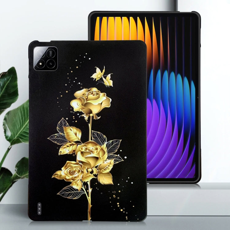 For Xiaomi Pad 7 / Pad 7 Pro Color Painting Pattern Smart Tablet TPU Case(Golden Rose) by bashfashion