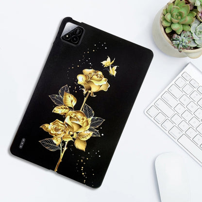 For Xiaomi Pad 7 / Pad 7 Pro Color Painting Pattern Smart Tablet TPU Case(Golden Rose) by bashfashion