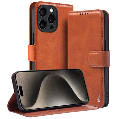 For iPhone 15 Pro IMAK Count Series Flip Leather Phone Case(Brown) by imak