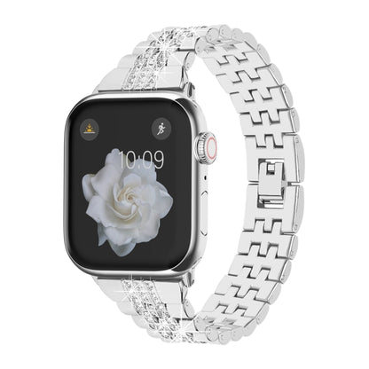 For Apple Watch SE 2023 44mm Bling Diamond Chain Metal Watch Band(Silver) by bashfashion