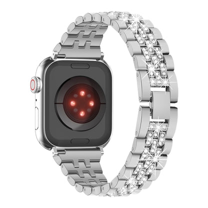 For Apple Watch SE 2023 44mm Bling Diamond Chain Metal Watch Band(Silver) by bashfashion
