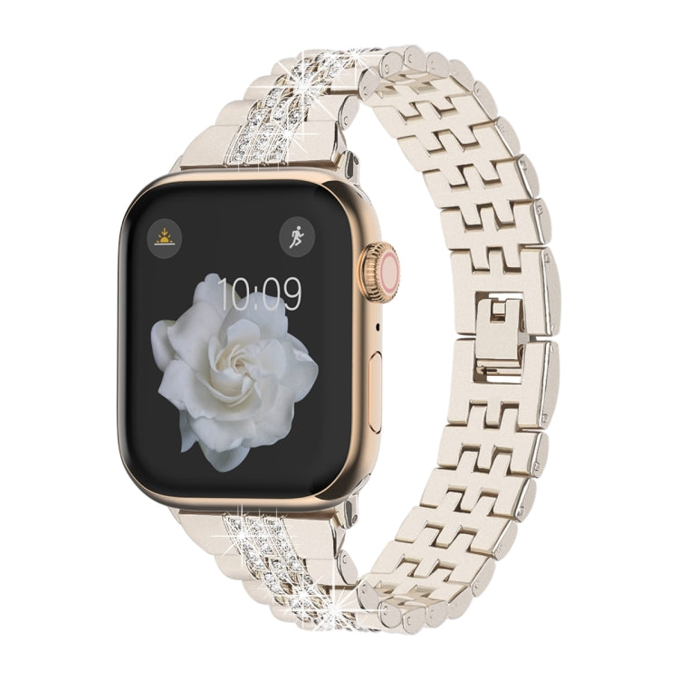 For Apple Watch SE 2023 44mm Bling Diamond Chain Metal Watch Band(Starlight) by bashfashion