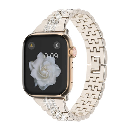 For Apple Watch SE 2023 44mm Bling Diamond Chain Metal Watch Band(Starlight) by bashfashion