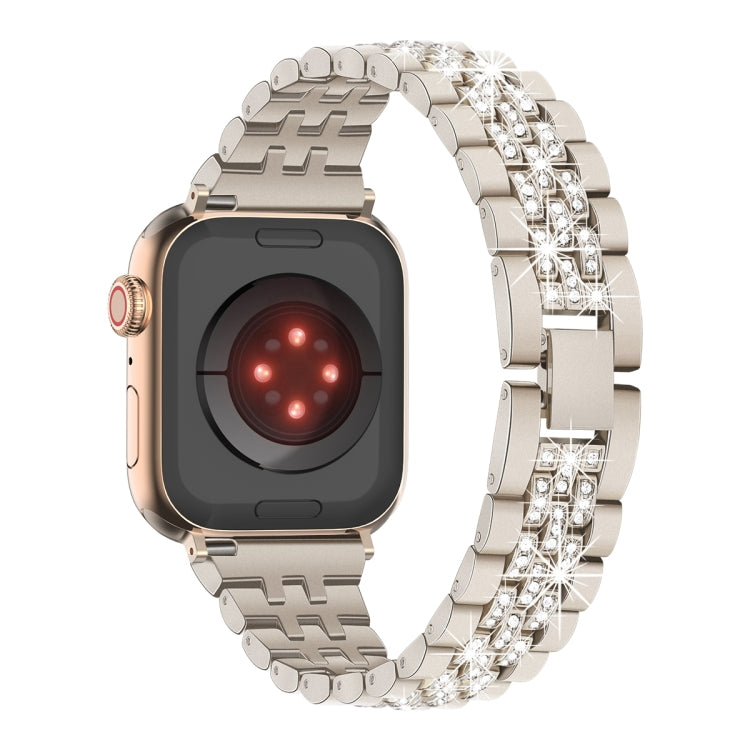 For Apple Watch SE 2023 44mm Bling Diamond Chain Metal Watch Band(Starlight) by bashfashion