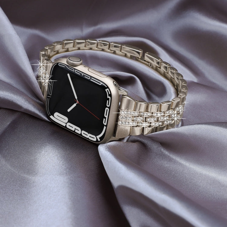 For Apple Watch SE 2023 44mm Bling Diamond Chain Metal Watch Band(Starlight) by bashfashion
