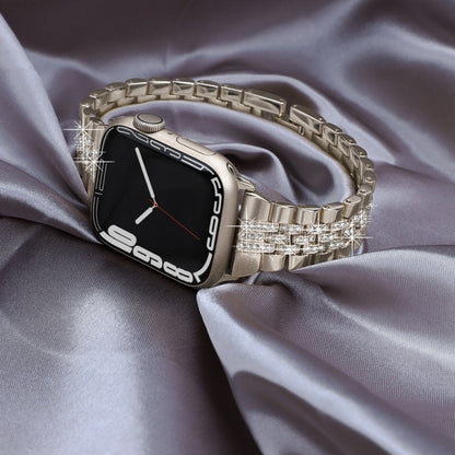 For Apple Watch SE 2023 44mm Bling Diamond Chain Metal Watch Band(Starlight) by bashfashion