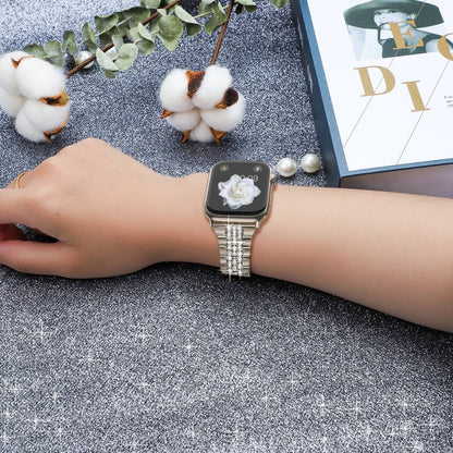 For Apple Watch SE 2023 44mm Bling Diamond Chain Metal Watch Band(Starlight) by bashfashion