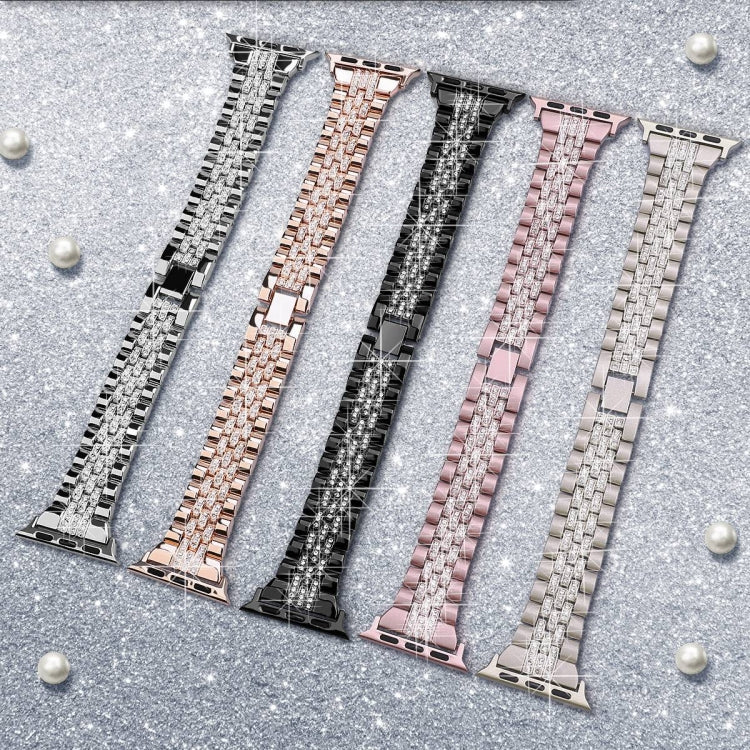 For Apple Watch SE 2023 44mm Bling Diamond Chain Metal Watch Band(Starlight) by bashfashion