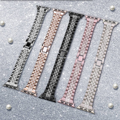 For Apple Watch SE 2023 44mm Bling Diamond Chain Metal Watch Band(Starlight) by bashfashion