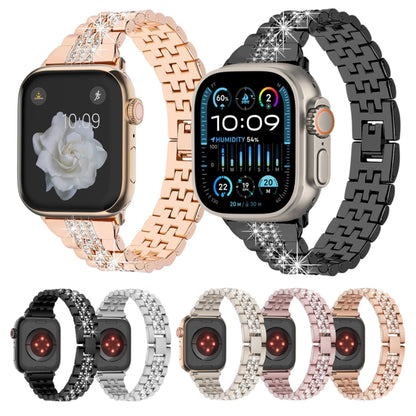 For Apple Watch SE 2023 44mm Bling Diamond Chain Metal Watch Band(Starlight) by bashfashion