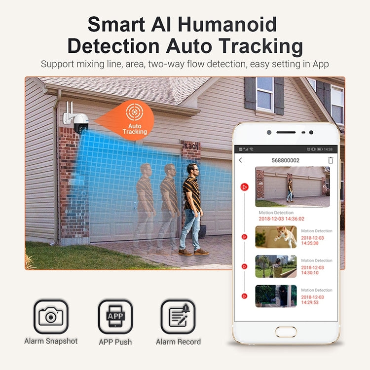ESCAM QF518 5MP Smart WiFi IP Camera, Support AI Humanoid Detection / Auto Tracking / Dual Light Night Vision / Cloud Storage / Two Way Audio / TF Card, Plug:AU Plug(White) by ESCAM