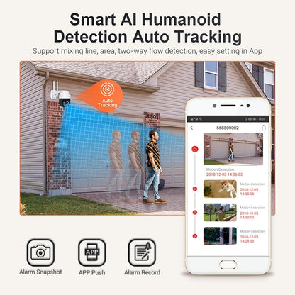 ESCAM QF518 5MP Smart WiFi IP Camera, Support AI Humanoid Detection / Auto Tracking / Dual Light Night Vision / Cloud Storage / Two Way Audio / TF Card, Plug:AU Plug(White) by ESCAM
