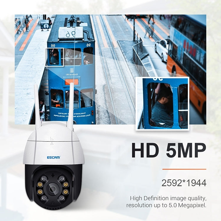 ESCAM QF518 5MP Smart WiFi IP Camera, Support AI Humanoid Detection / Auto Tracking / Dual Light Night Vision / Cloud Storage / Two Way Audio / TF Card, Plug:AU Plug(White) by ESCAM