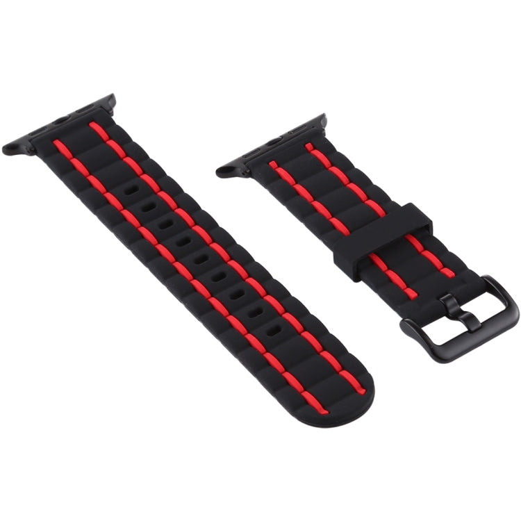 For Apple Watch 5 & 4 44mm / 3 & 2 & 1 42mm Silicone Wave Style Watch Band(Red) by bashfashion