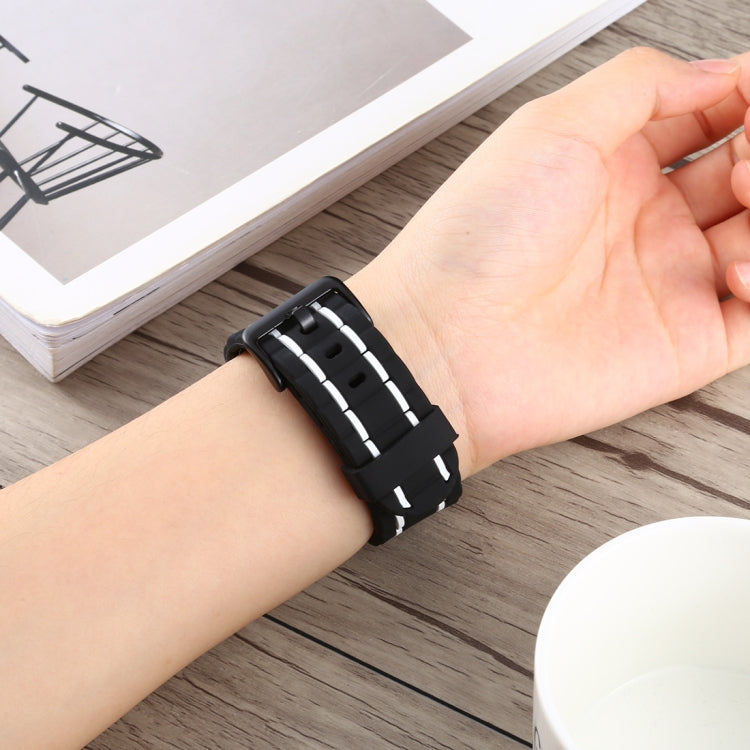 For Apple Watch 5 & 4 44mm / 3 & 2 & 1 42mm Silicone Wave Style Watch Band(White) by bashfashion