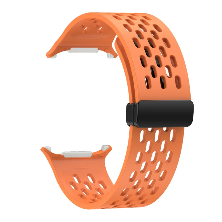 For Samsung Galaxy Watch Ultra 47mm / Ultra 2025 Hole Style Plastic Connector Magnetic Folding Buckle Silicone Watch Band(Orange) by bashfashion