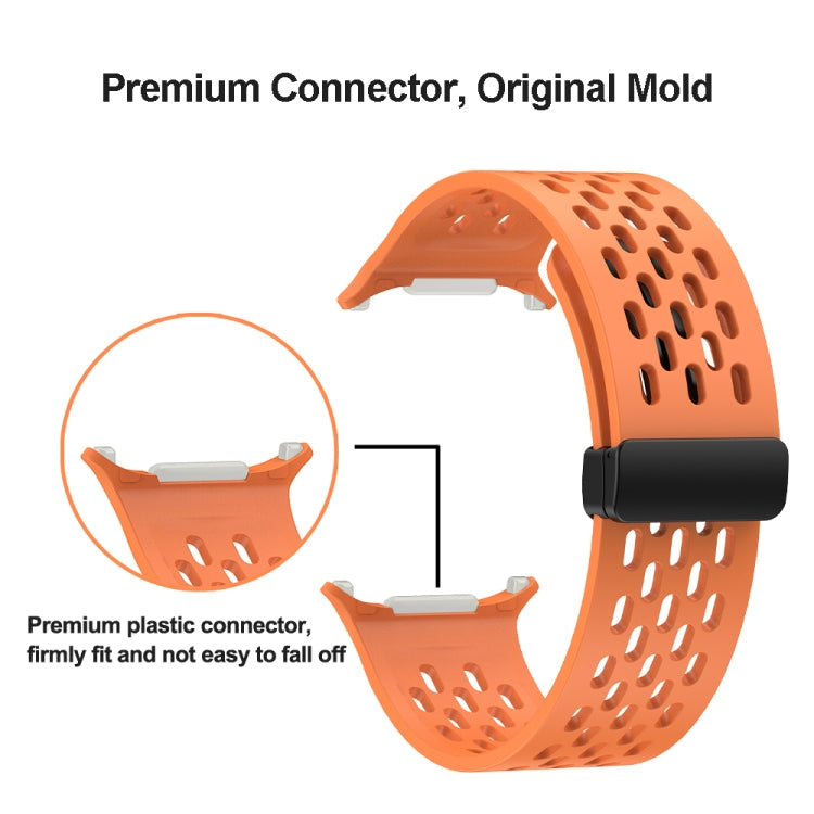 For Samsung Galaxy Watch Ultra 47mm / Ultra 2025 Hole Style Plastic Connector Magnetic Folding Buckle Silicone Watch Band(Grey Orange) by bashfashion