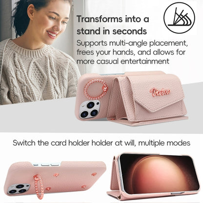 For iPhone 15 Plus VIETAO Ring Holder Wallet PU Phone Case with Lanyard(Grey) by VIETAO