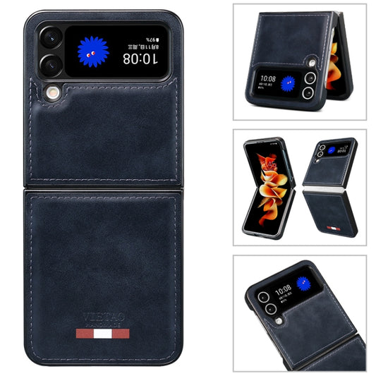For Samsung Galaxy Z Flip4 VIETAO Plain Leather PU Phone Case(Black) by VIETAO