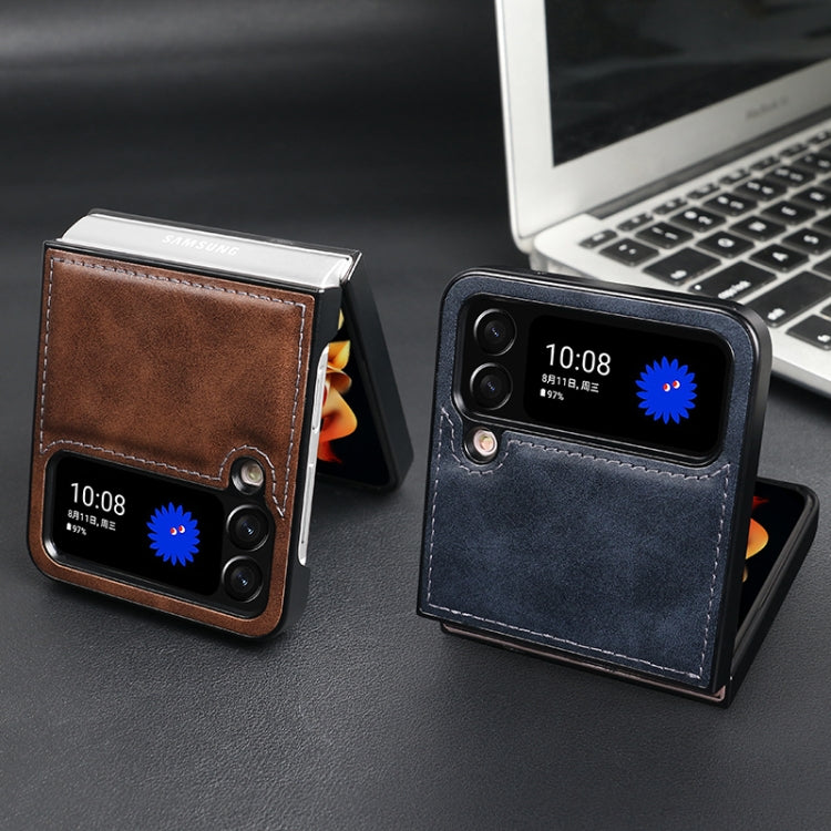 For Samsung Galaxy Z Flip4 VIETAO Plain Leather PU Phone Case(Black) by VIETAO