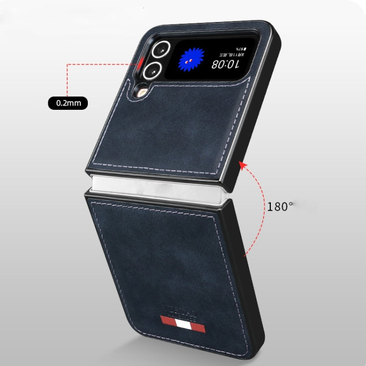 For Samsung Galaxy Z Flip3 5G VIETAO Plain Leather PU Phone Case(Black) by VIETAO