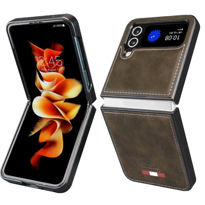 For Samsung Galaxy Z Flip3 5G VIETAO Plain Leather PU Phone Case(Green) by VIETAO