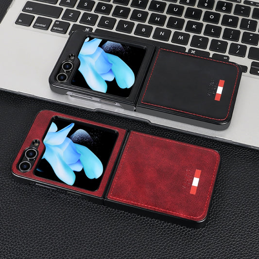 For Samsung Galaxy Z Flip5 VIETAO Plain Leather PU Phone Case(Black) by VIETAO