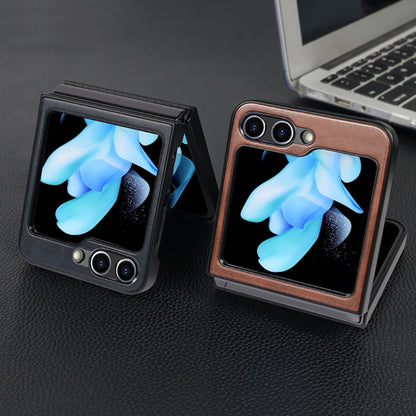 For Samsung Galaxy Z Flip5 VIETAO Plain Leather PU Phone Case(Black) by VIETAO