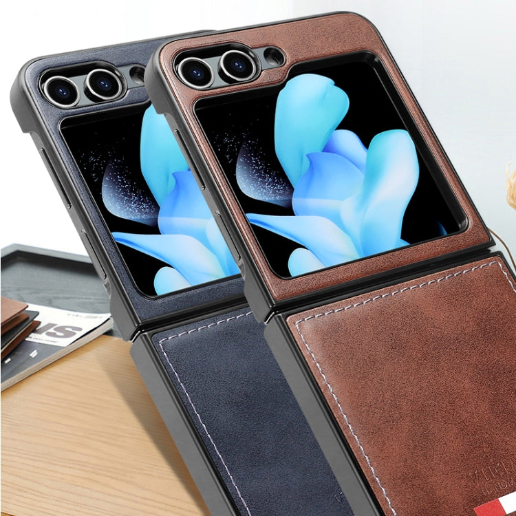 For Samsung Galaxy Z Flip5 VIETAO Plain Leather PU Phone Case(Black) by VIETAO