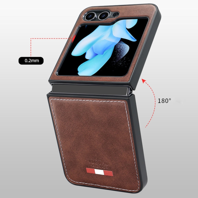 For Samsung Galaxy Z Flip5 VIETAO Plain Leather PU Phone Case(Black) by VIETAO