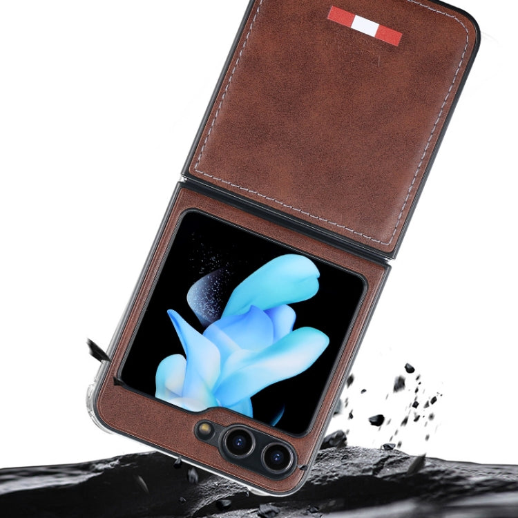 For Samsung Galaxy Z Flip5 VIETAO Plain Leather PU Phone Case(Black) by VIETAO