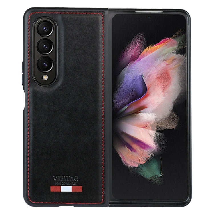 For Samsung Galaxy Z Fold4 VIETAO Plain Leather PU Phone Case(Black) by VIETAO