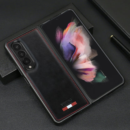 For Samsung Galaxy Z Fold4 VIETAO Plain Leather PU Phone Case(Black) by VIETAO