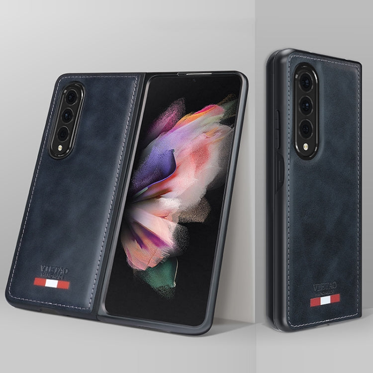 For Samsung Galaxy Z Fold4 VIETAO Plain Leather PU Phone Case(Black) by VIETAO