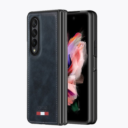 For Samsung Galaxy Z Fold4 VIETAO Plain Leather PU Phone Case(Black) by VIETAO