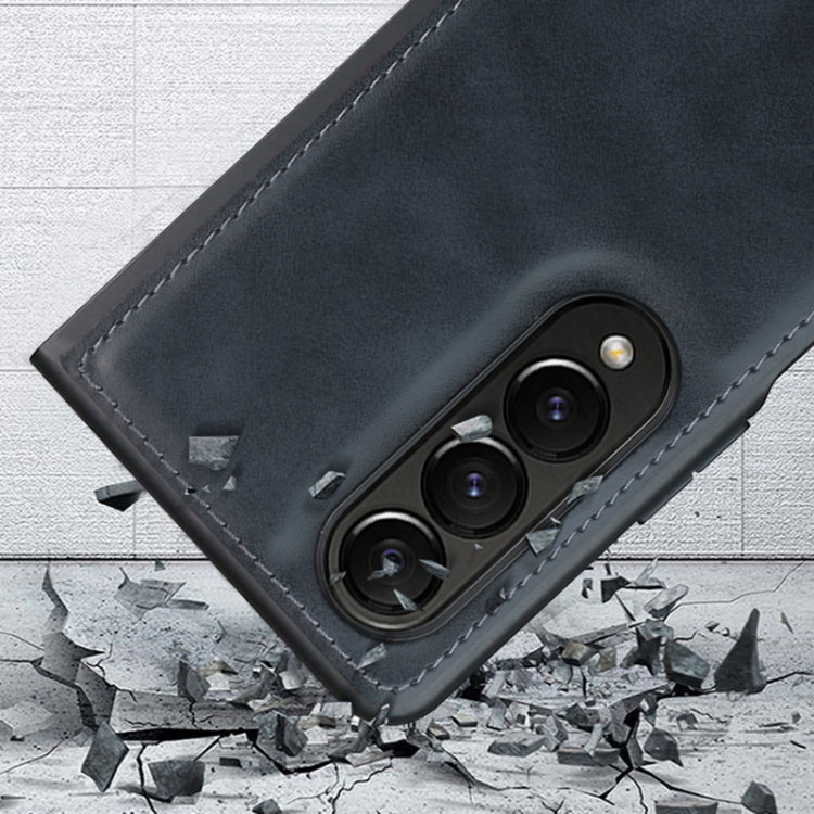 For Samsung Galaxy Z Fold4 VIETAO Plain Leather PU Phone Case(Black) by VIETAO