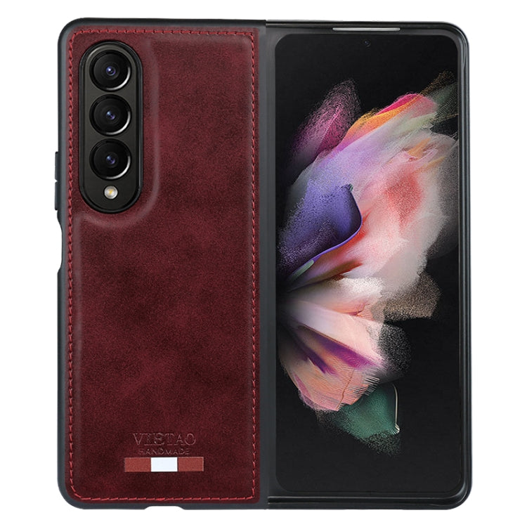 For Samsung Galaxy Z Fold3 5G VIETAO Plain Leather PU Phone Case(Red) by VIETAO