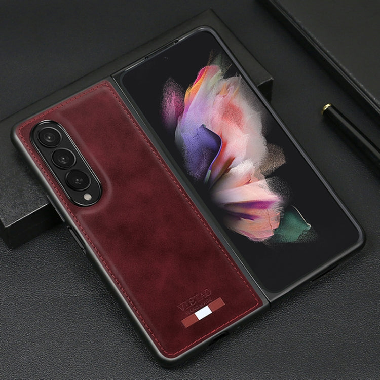 For Samsung Galaxy Z Fold3 5G VIETAO Plain Leather PU Phone Case(Red) by VIETAO