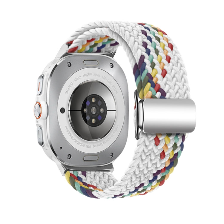 For Samsung Galaxy Watch Ultra 47mm / Ultra 2025 Nylon Loop Magnetic Buckle Watch Band(White Rainbow) by bashfashion