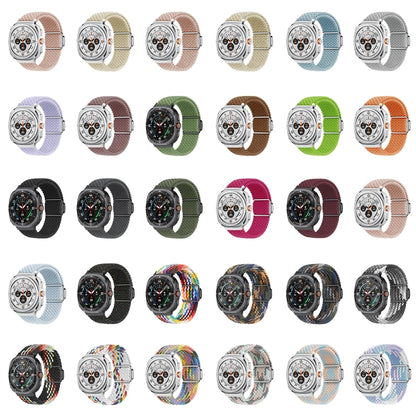 For Samsung Galaxy Watch Ultra 47mm / Ultra 2025 Nylon Loop Magnetic Buckle Watch Band(White Rainbow) by bashfashion