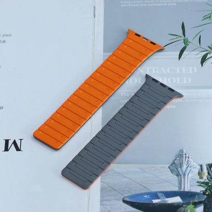For Apple Watch Ultra 2 49mm Magnetic Silicone Watch Band(Grey Orange) by bashfashion