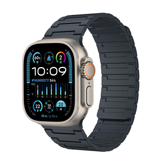 For Apple Watch Ultra 2 49mm Magnetic Silicone Watch Band(Midnight) by bashfashion