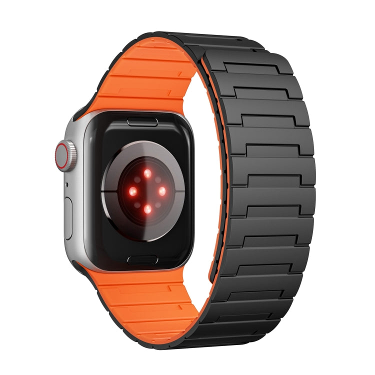 For Apple Watch Ultra 49mm Magnetic Silicone Watch Band(Black Orange) by bashfashion