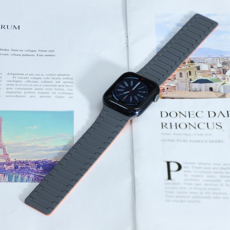 For Apple Watch Ultra 49mm Magnetic Silicone Watch Band(Grey Orange) by bashfashion