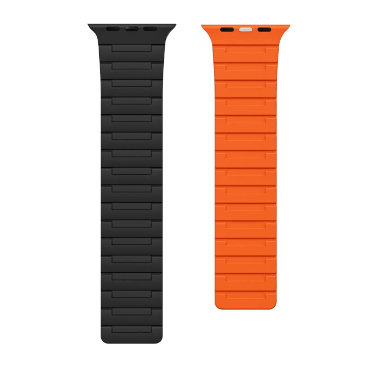 For Apple Watch Series 8 41mm Magnetic Silicone Watch Band(Black Orange) by bashfashion