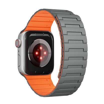 For Apple Watch Series 8 41mm Magnetic Silicone Watch Band(Grey Orange) by bashfashion