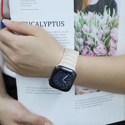 For Apple Watch Series 8 41mm Magnetic Silicone Watch Band(Starlight) by bashfashion